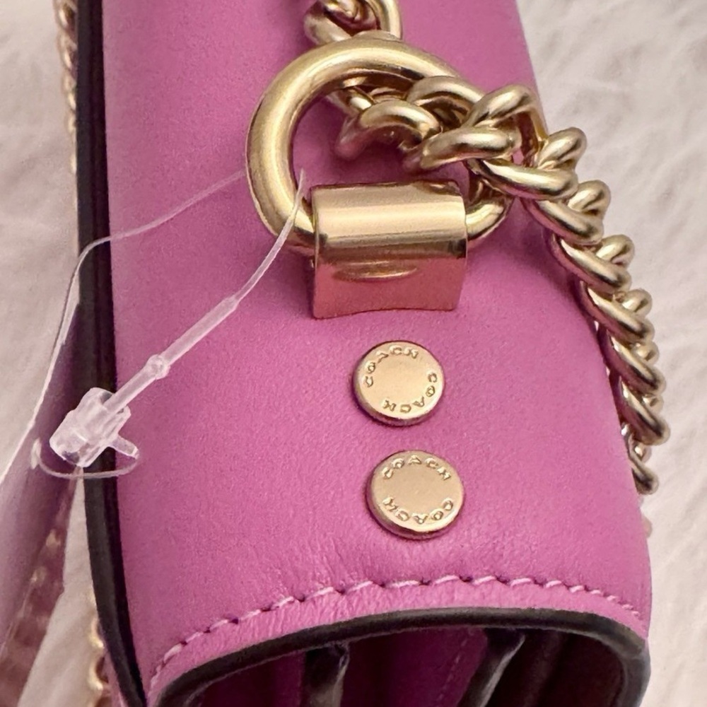 Coach Pink and Brown Leather Chain Crossbody Bag - Picture 10 of 10